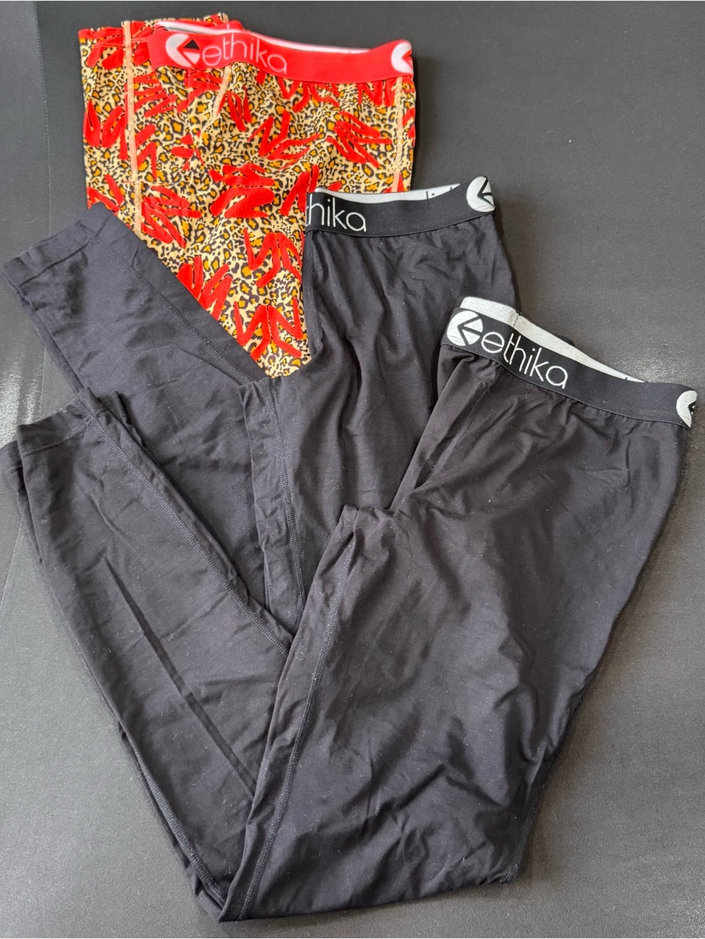 Ethika Performance Lounge Leggings Lot of 3 Pack Black Cheetah Print Medium